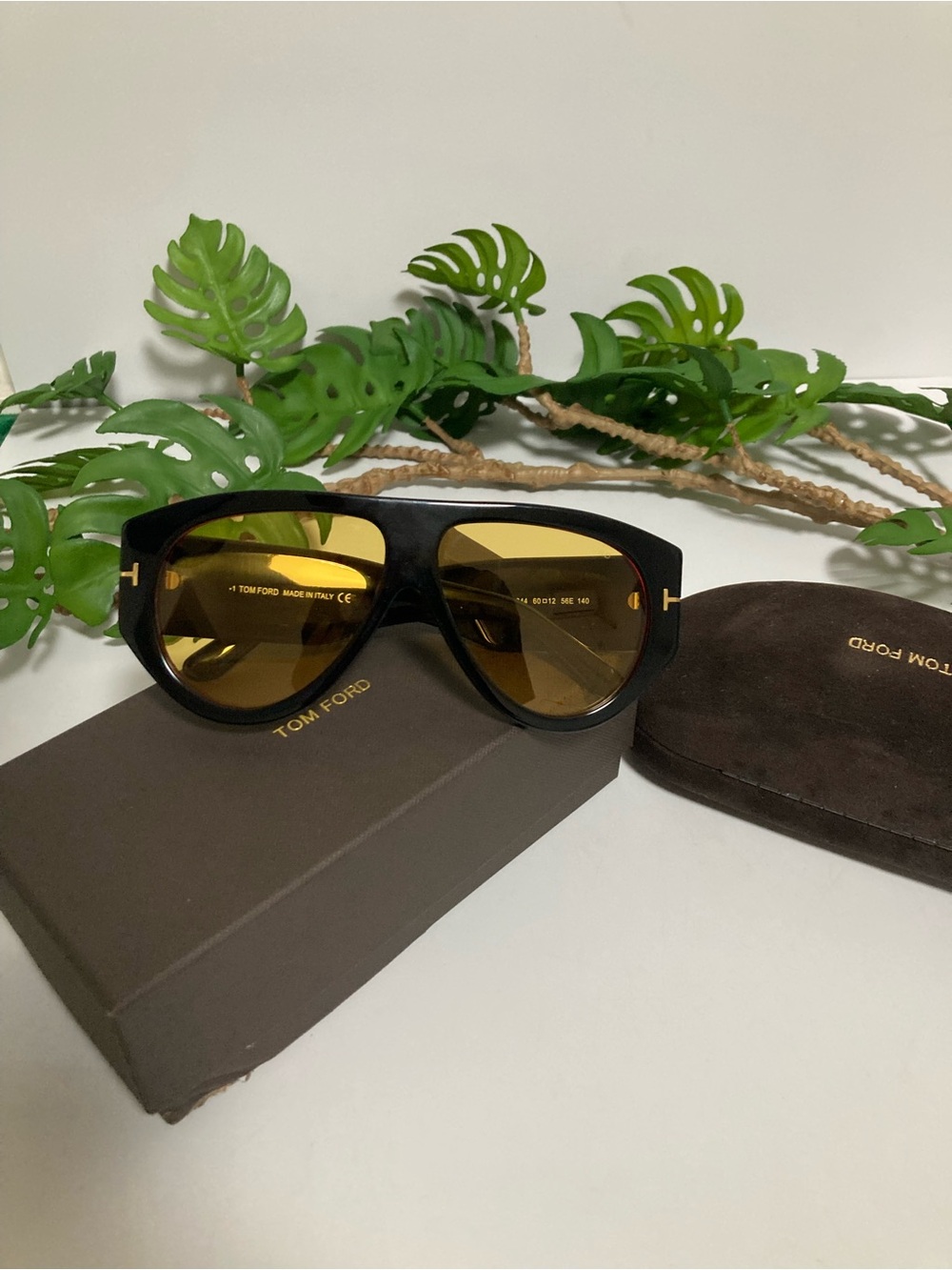 Tom Ford Black Frame Sunglasses with Amber Lenses